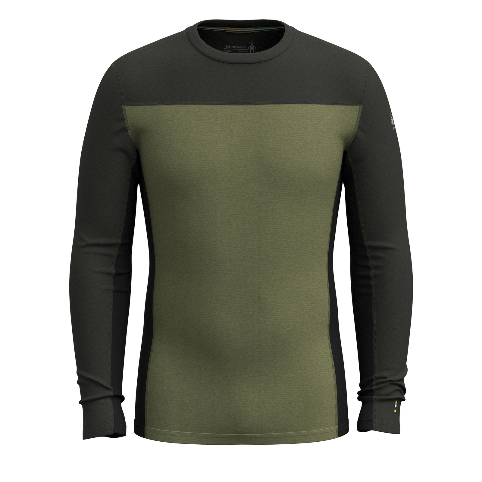 Men's Classic Thermal Merino Base Layer Colorblock Crew Winter Moss-North Woods - ver - 3