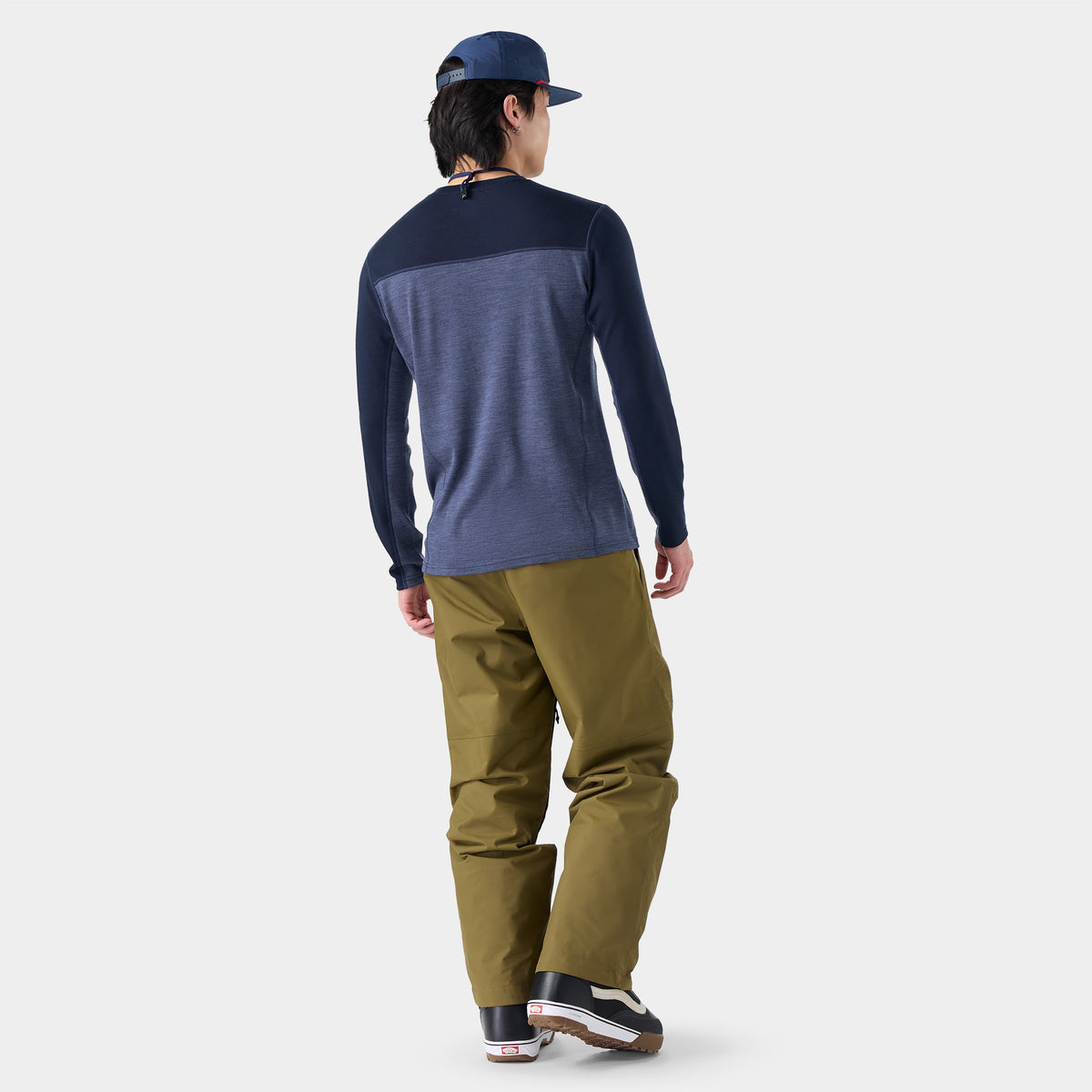 Men's Classic Thermal Merino Base Layer Colorblock Crew Deep Navy-Nightfall Blue - 2
