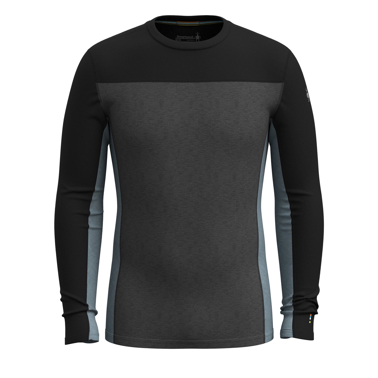 Men's Classic Thermal Merino Base Layer Colorblock Crew Charcoal-Honey Gold - ver - 7