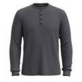 Men's Waffle Long Sleeve Henley Charcoal - ver - 3