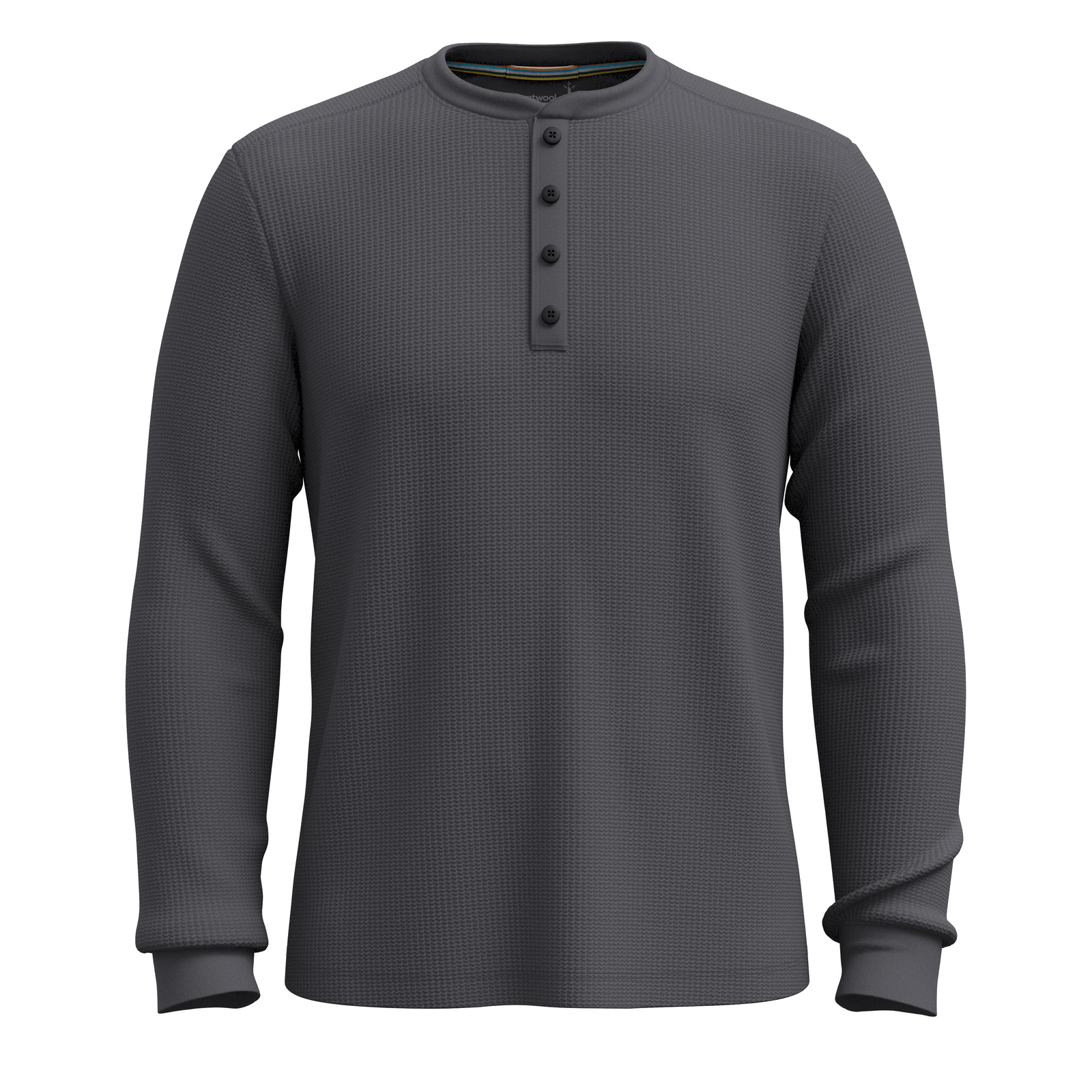 Men's Waffle Long Sleeve Henley Charcoal - ver - 3