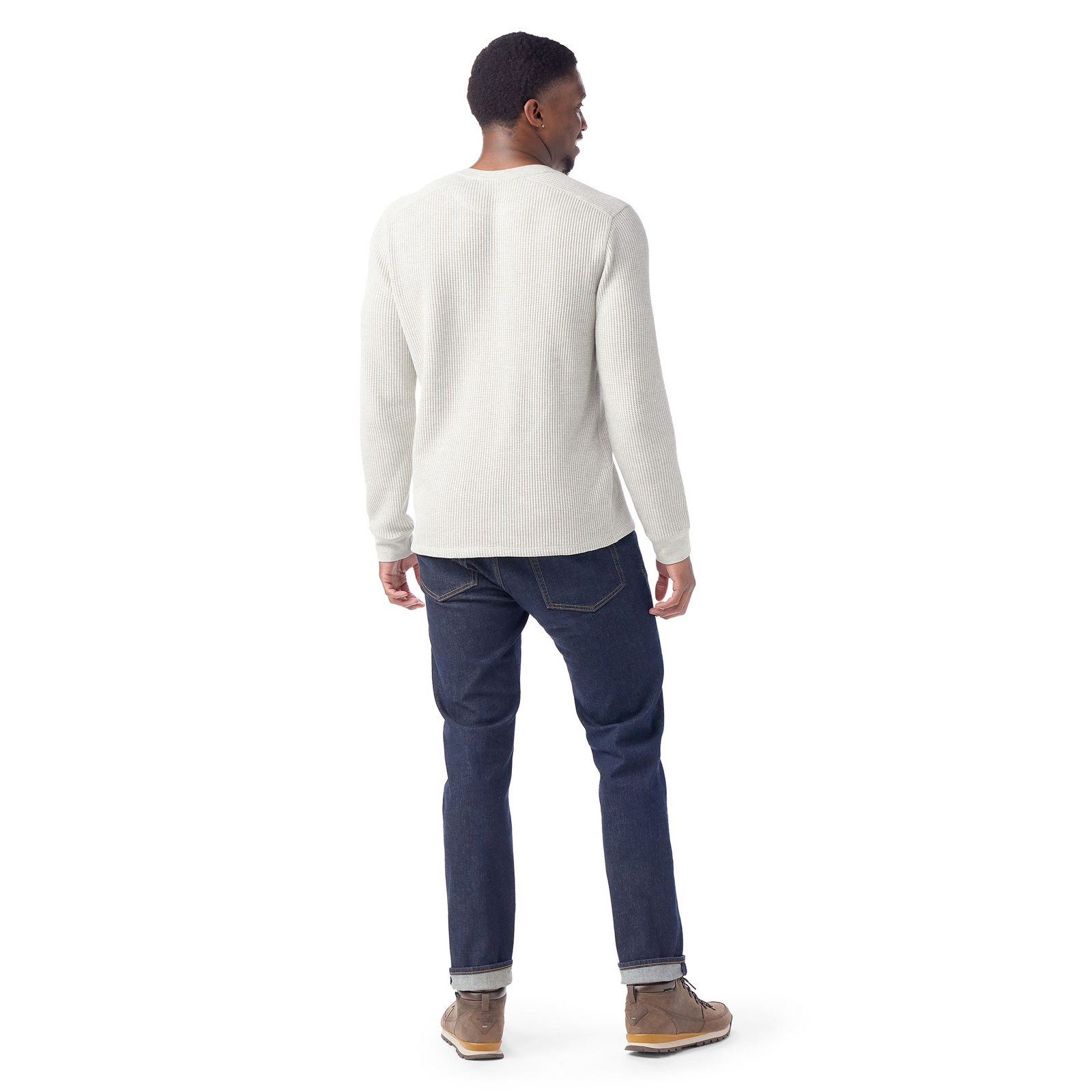 Men's Waffle Long Sleeve Henley Toffee Cream Heather - ver - 2