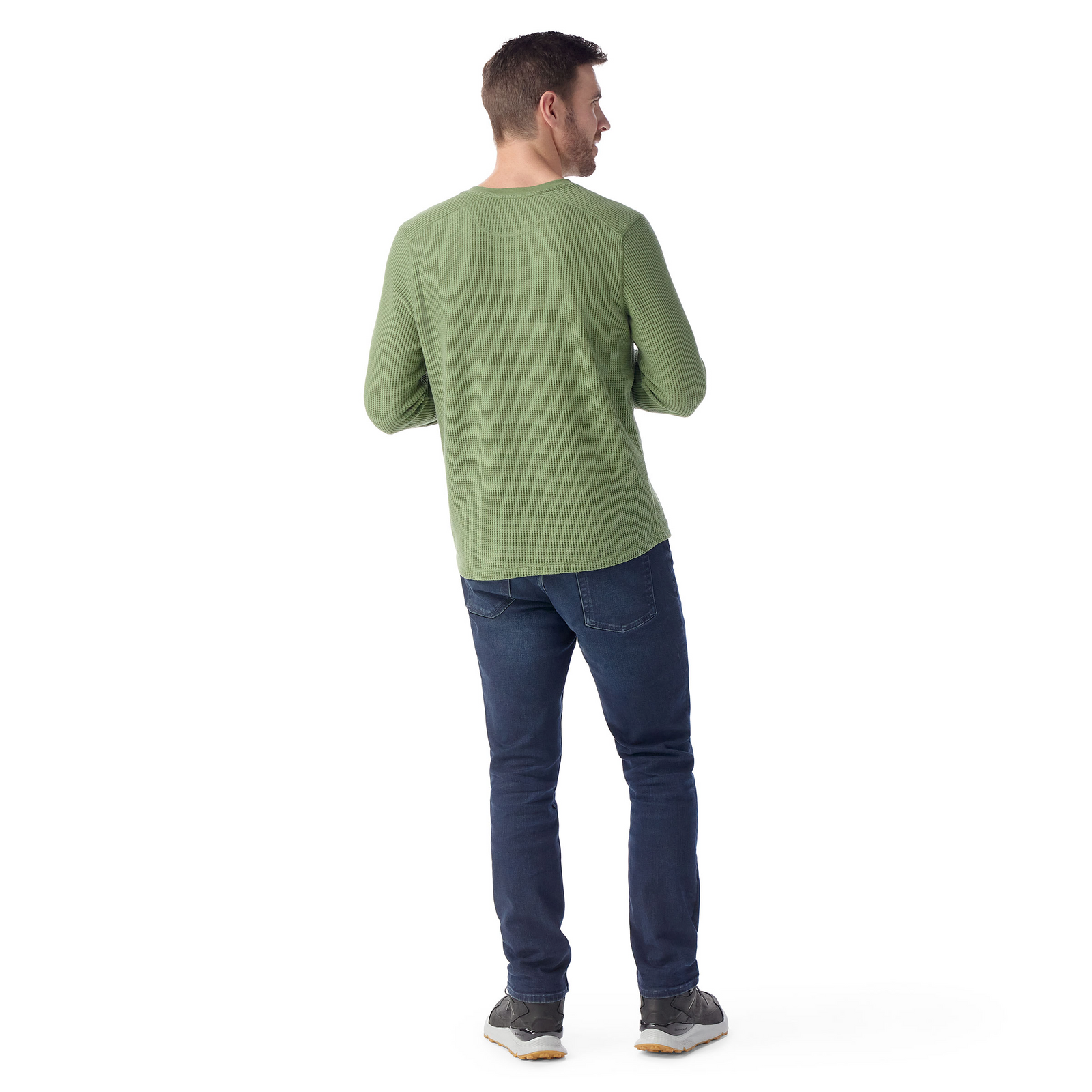 Men's Waffle Long Sleeve Henley Toffee Cream Heather - ver - 6