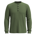 Men's Waffle Long Sleeve Henley Toffee Cream Heather - ver - 7