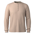 Men's Waffle Long Sleeve Henley Toffee Cream Heather - ver - 21