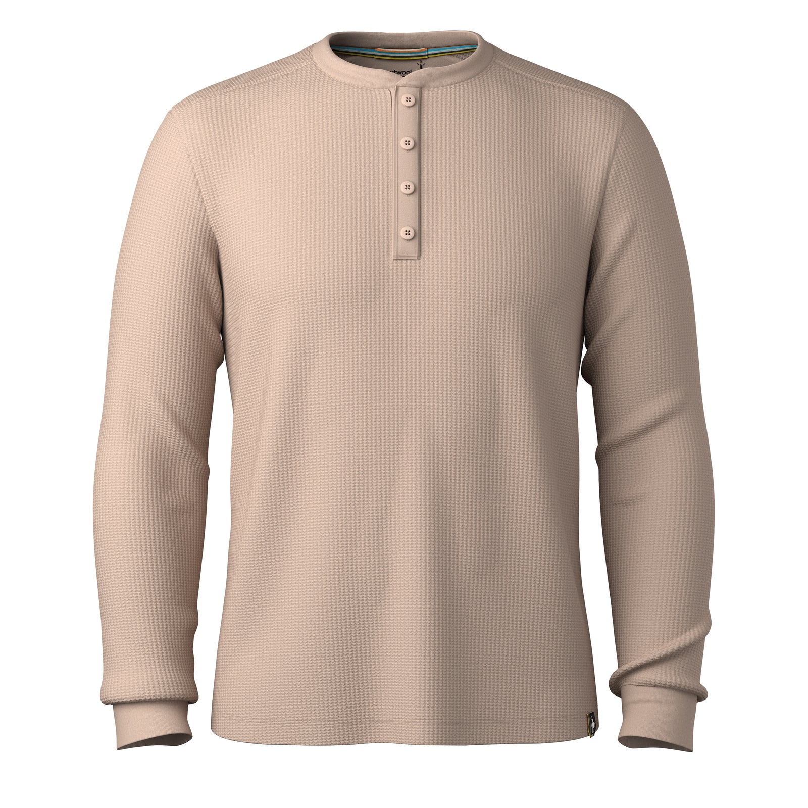 Men's Waffle Long Sleeve Henley Toffee Cream Heather - ver - 3