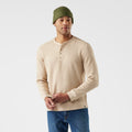 Men's Waffle Long Sleeve Henley Toffee Cream Heather - ver - 19
