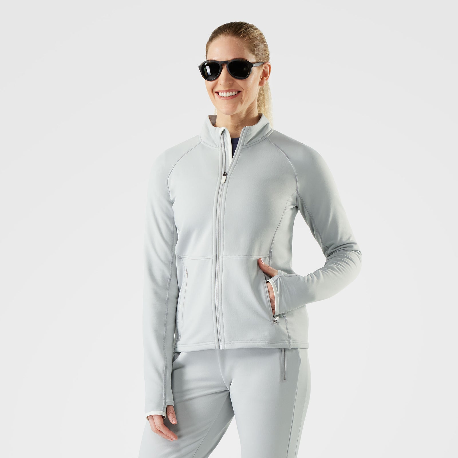 Women's Active Fleece Full Zip Mink - ver - 8