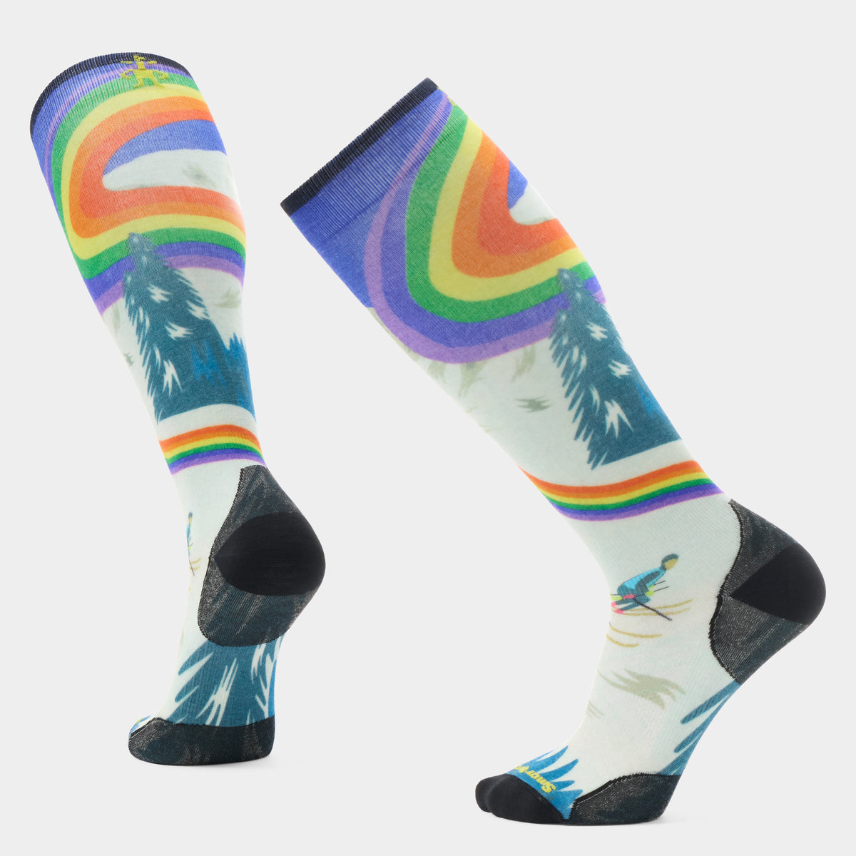 Ski Rainbow Trails Print Over The Calf Socks Laguna Blue - 1