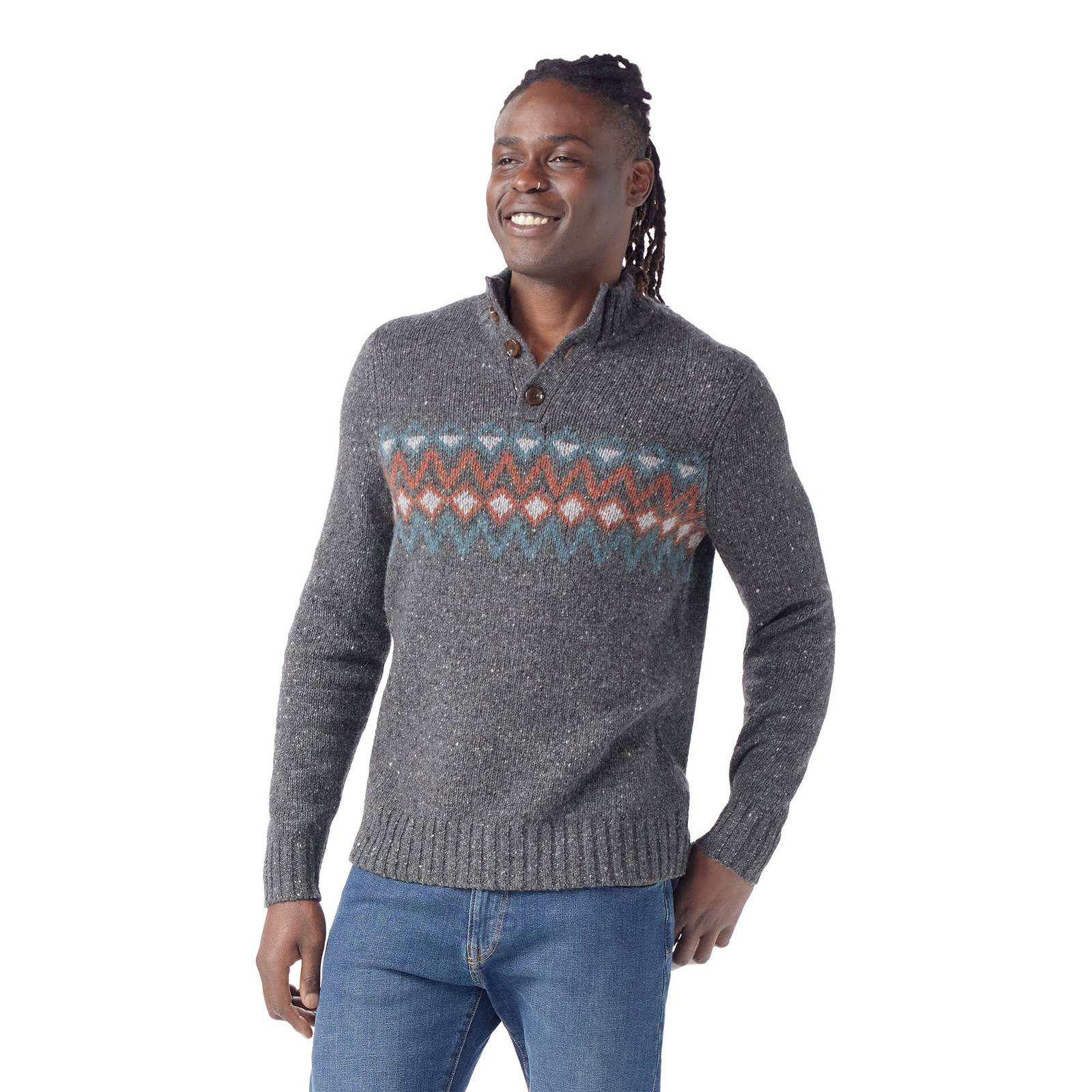 Men's Heavy Henley Sweater Oat Heather - ver - 1