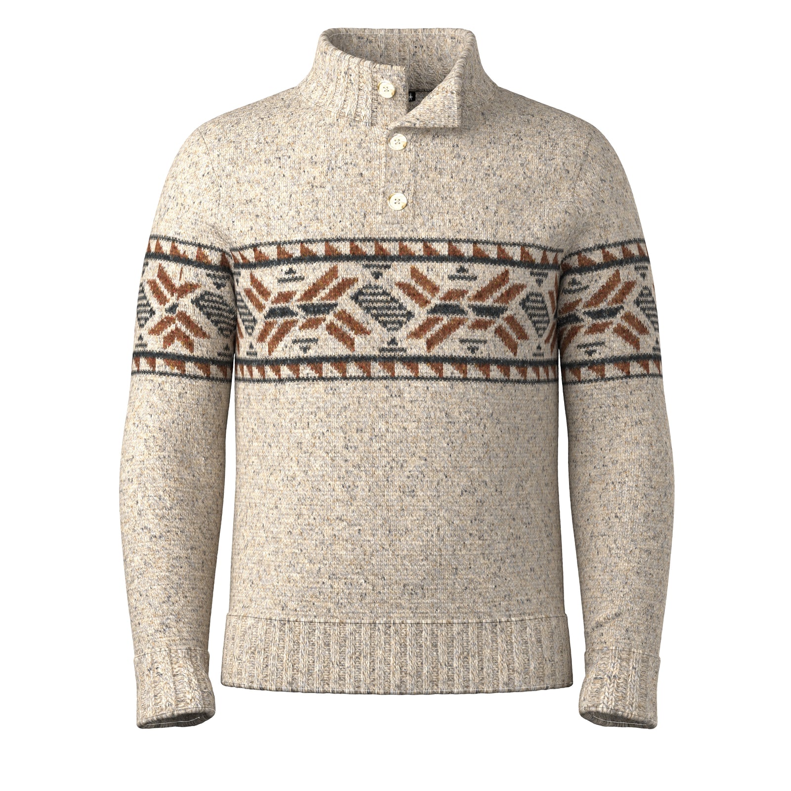 Men's Heavy Henley Sweater Oat Heather - ver - 3