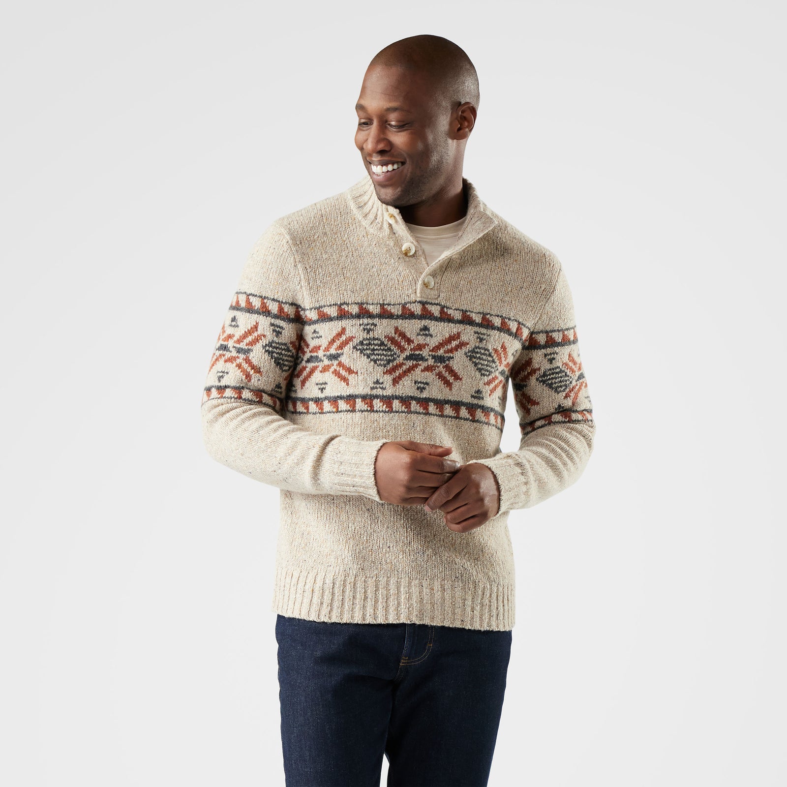 Men's Heavy Henley Sweater Oat Heather - ver - 1
