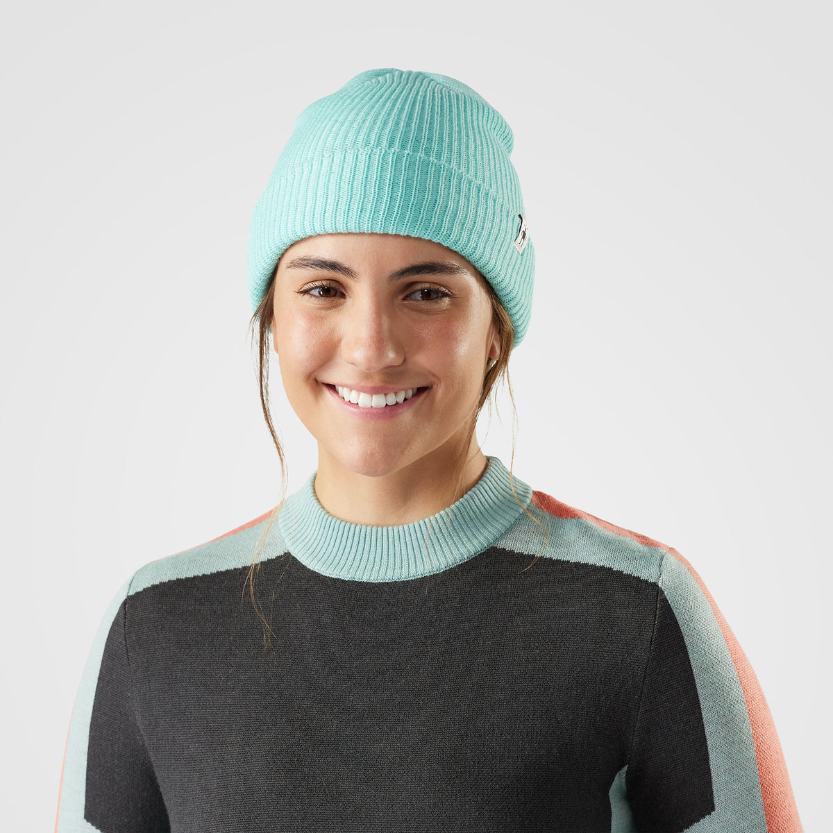 SMARTWOOL Knit Merino Wool Blend Hat Winter Beanie Blue Cream Green Smartwool Beanie - Toffee Cream main image 2