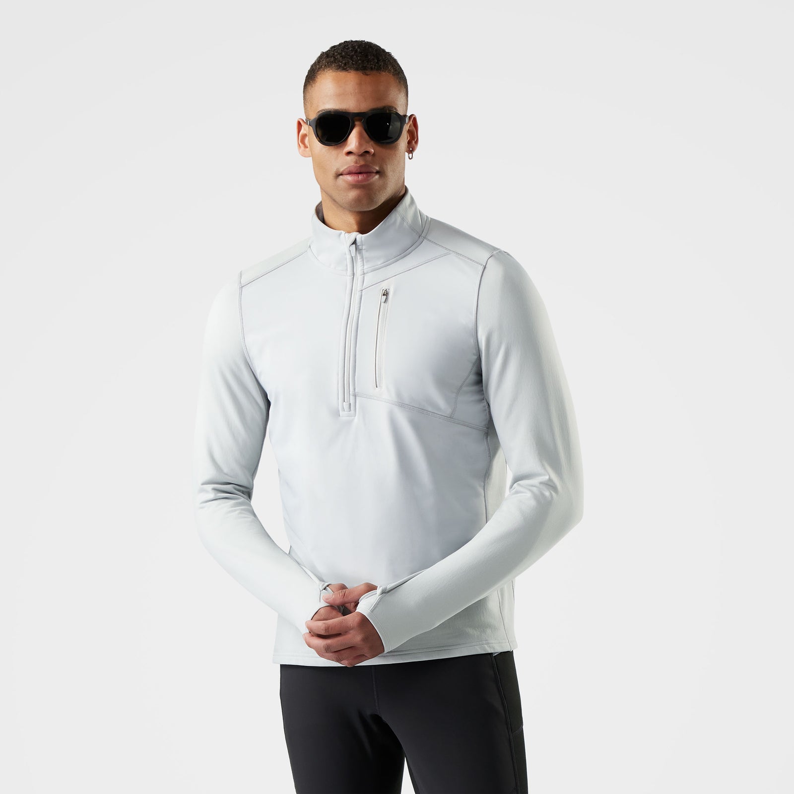 Men's Active Fleece Wind 1/2 Zip Storm Gray - ver - 1