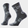 Women's Everyday Floral Crew Socks Medium Gray - ver - 1