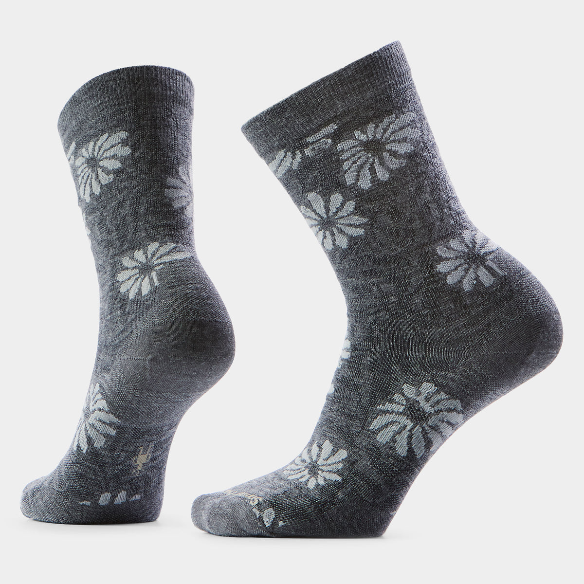 Women's Everyday Floral Crew Socks Medium Gray - 1