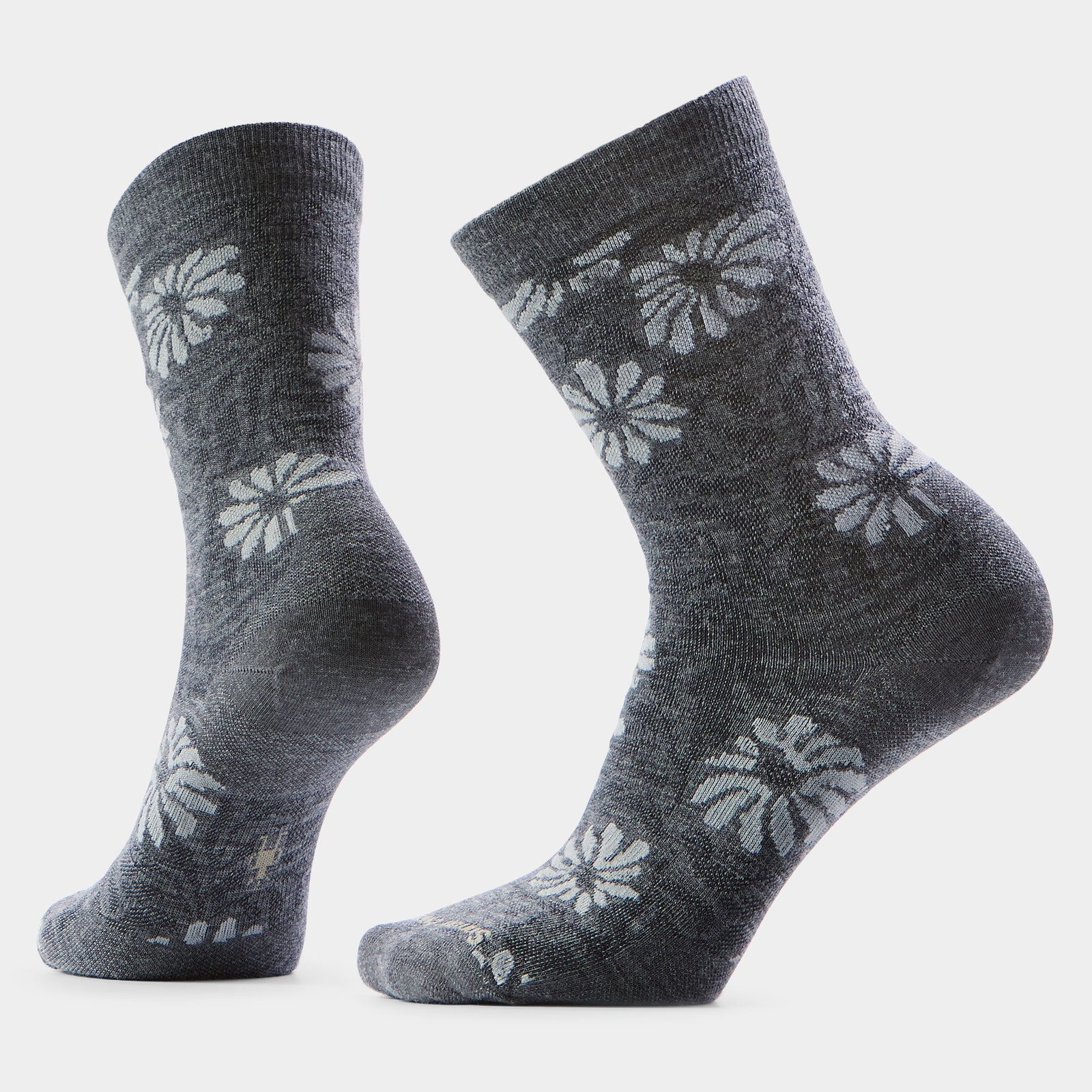 Women's Everyday Floral Crew Socks Medium Gray - ver - 1