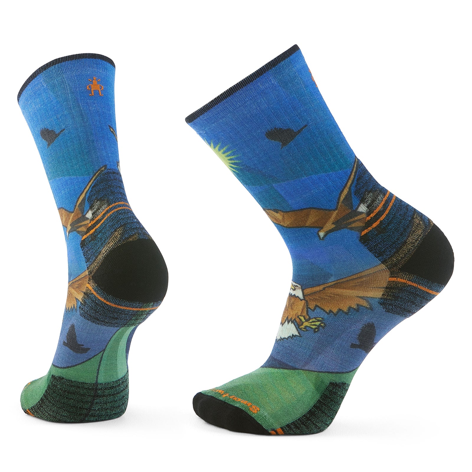 Hike Eagle Print Crew Socks Laguna Blue - ver - 1