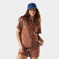 Women’s Everyday Short Sleeve Button Down Multi Floral Party - ver - 1