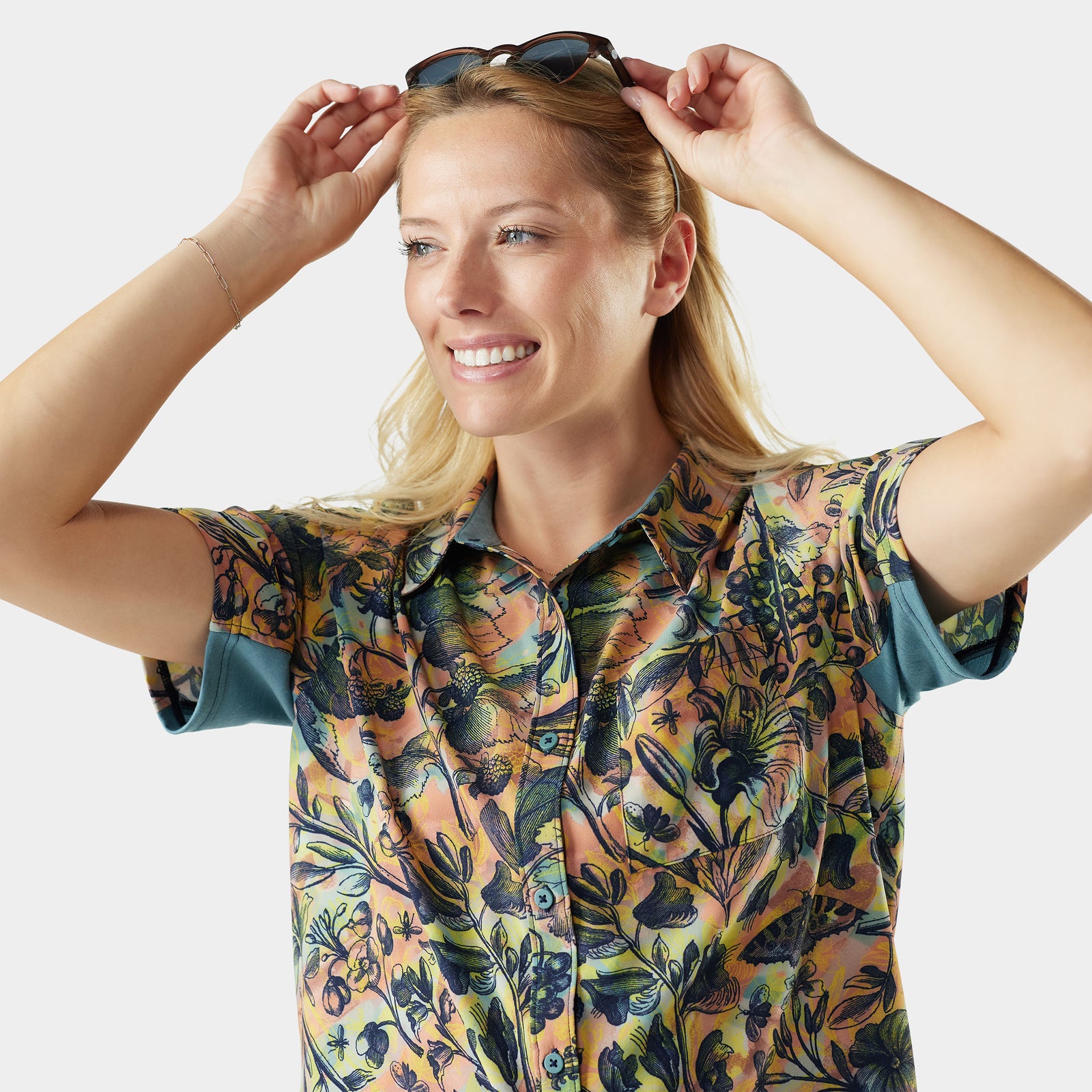 Women’s Everyday Short Sleeve Button Down Multi Floral Party - ver - 3