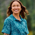 Women’s Everyday Short Sleeve Button Down Twilight Rustic Floral - ver - 6
