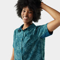 Women’s Everyday Short Sleeve Button Down Twilight Rustic Floral - ver - 3
