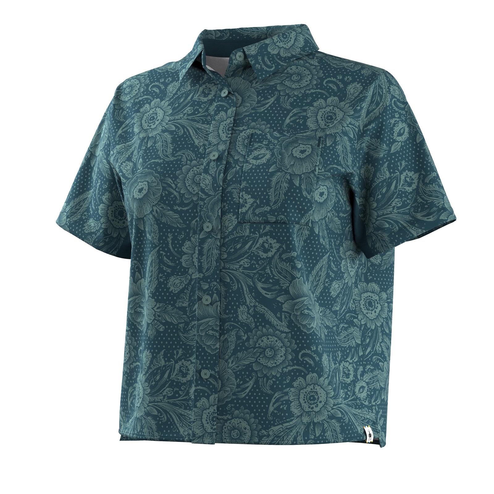 Women’s Everyday Short Sleeve Button Down Twilight Rustic Floral - ver - 4