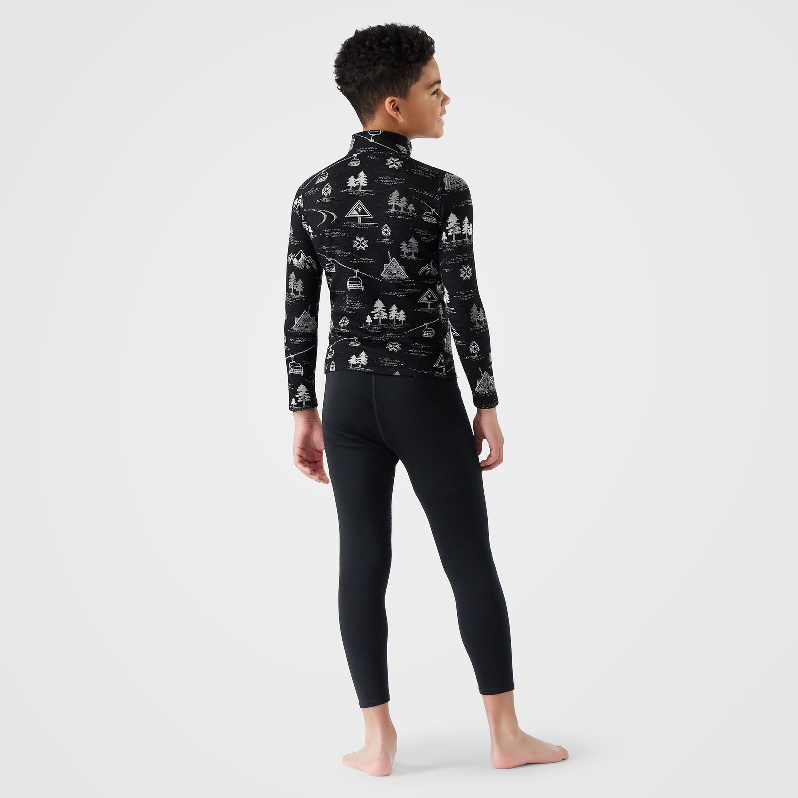 Kids' Classic Thermal Merino Base Layer 1/4 Zip Charcoal Heather - ver - 4