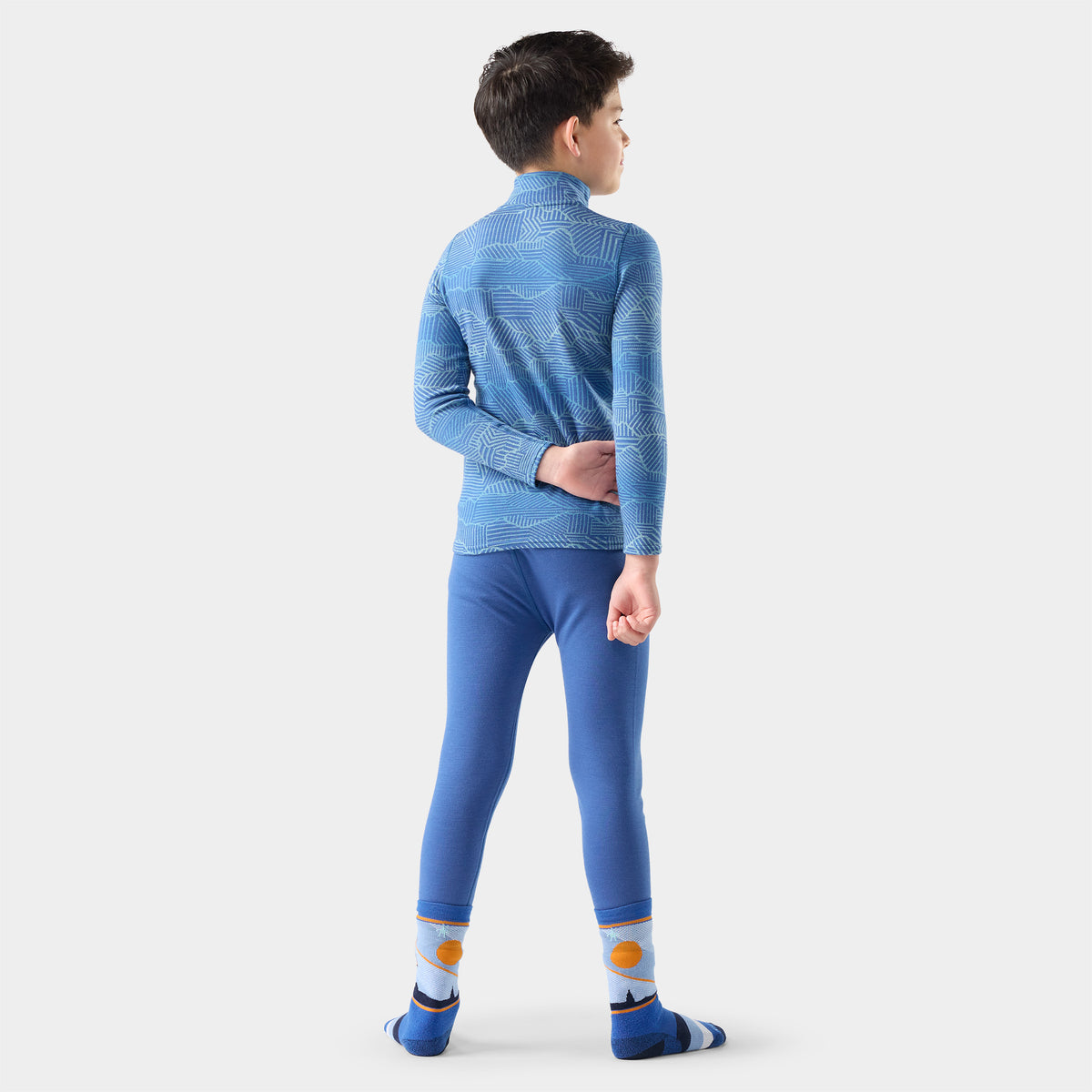 Kids' Classic Thermal Merino Base Layer 1/4 Zip Indigo Linear Peaks - 2