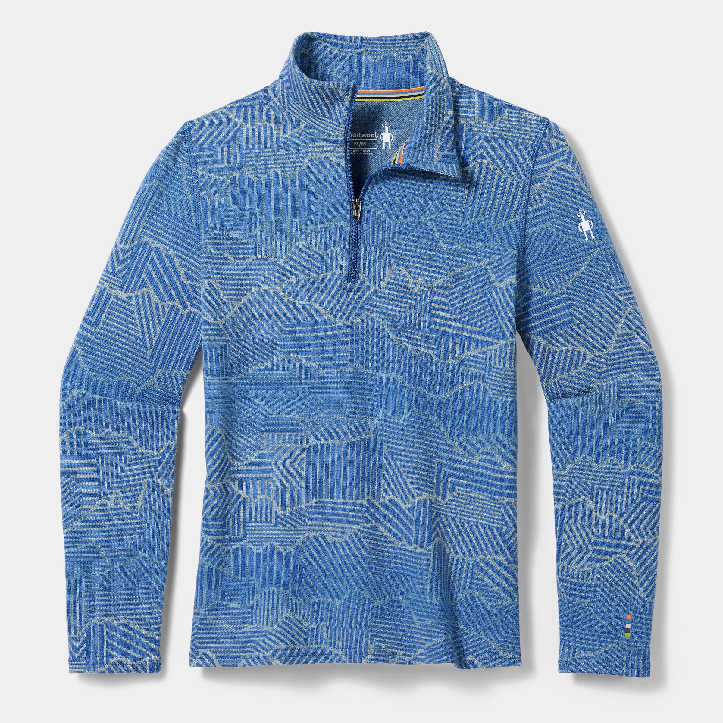Kids' Classic Thermal Merino Base Layer 1/4 Zip - Indigo Linear Peaks