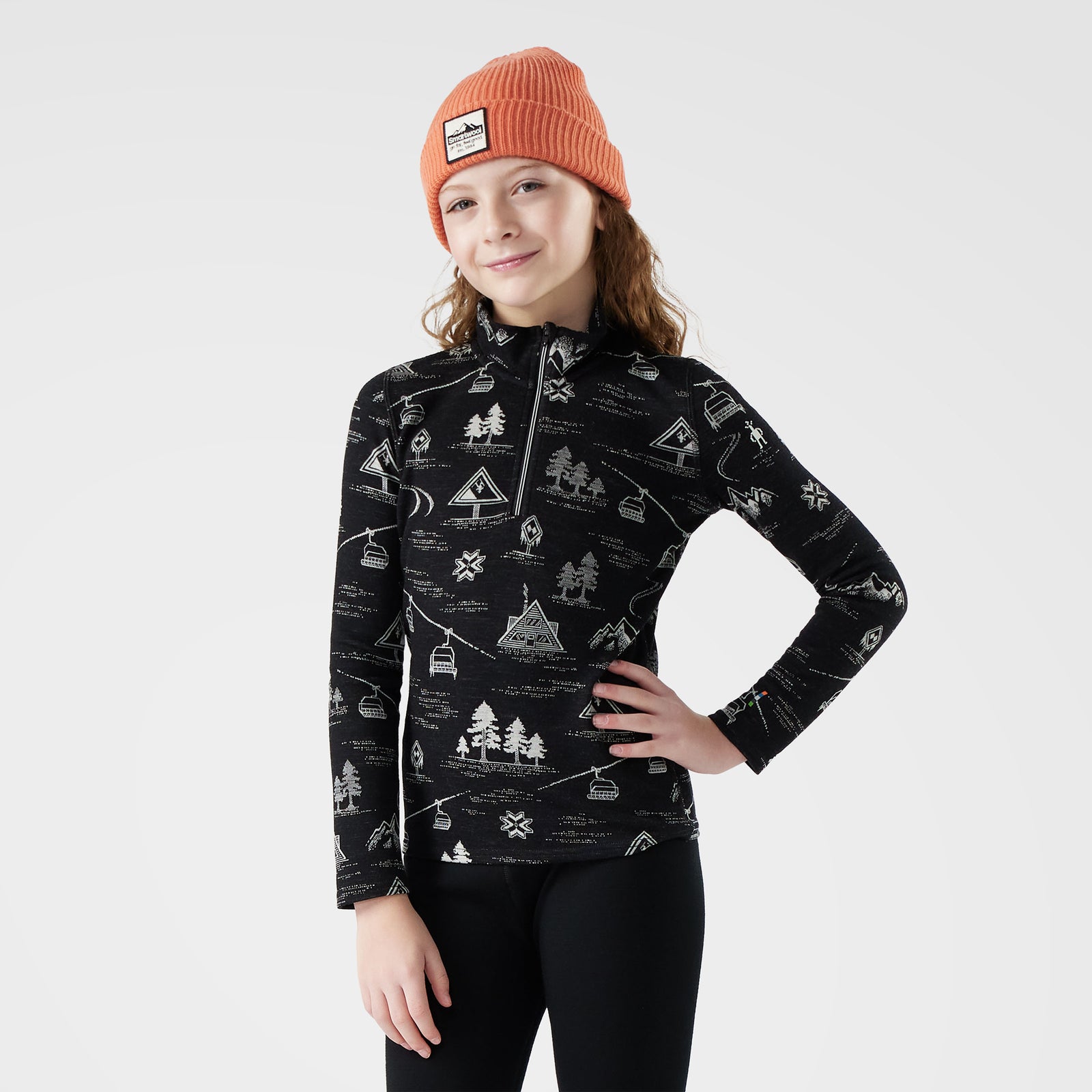 Kids' Classic Thermal Merino Base Layer 1/4 Zip Festive Fuchsia Heather - ver - 7
