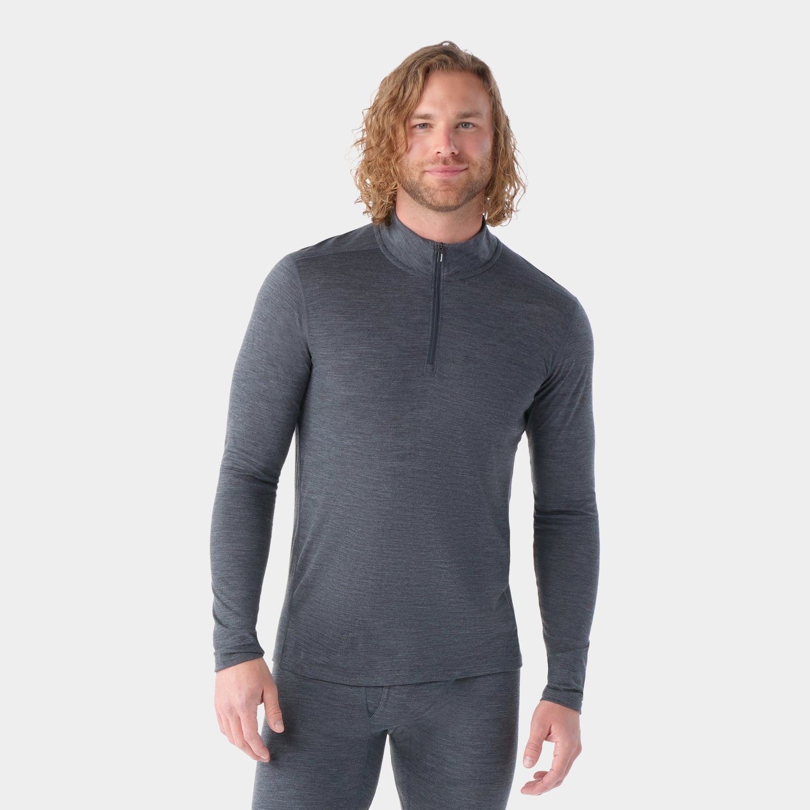 Men's Classic All-Season Merino Base Layer 1/4 Zip Iron Heather - ver - 5