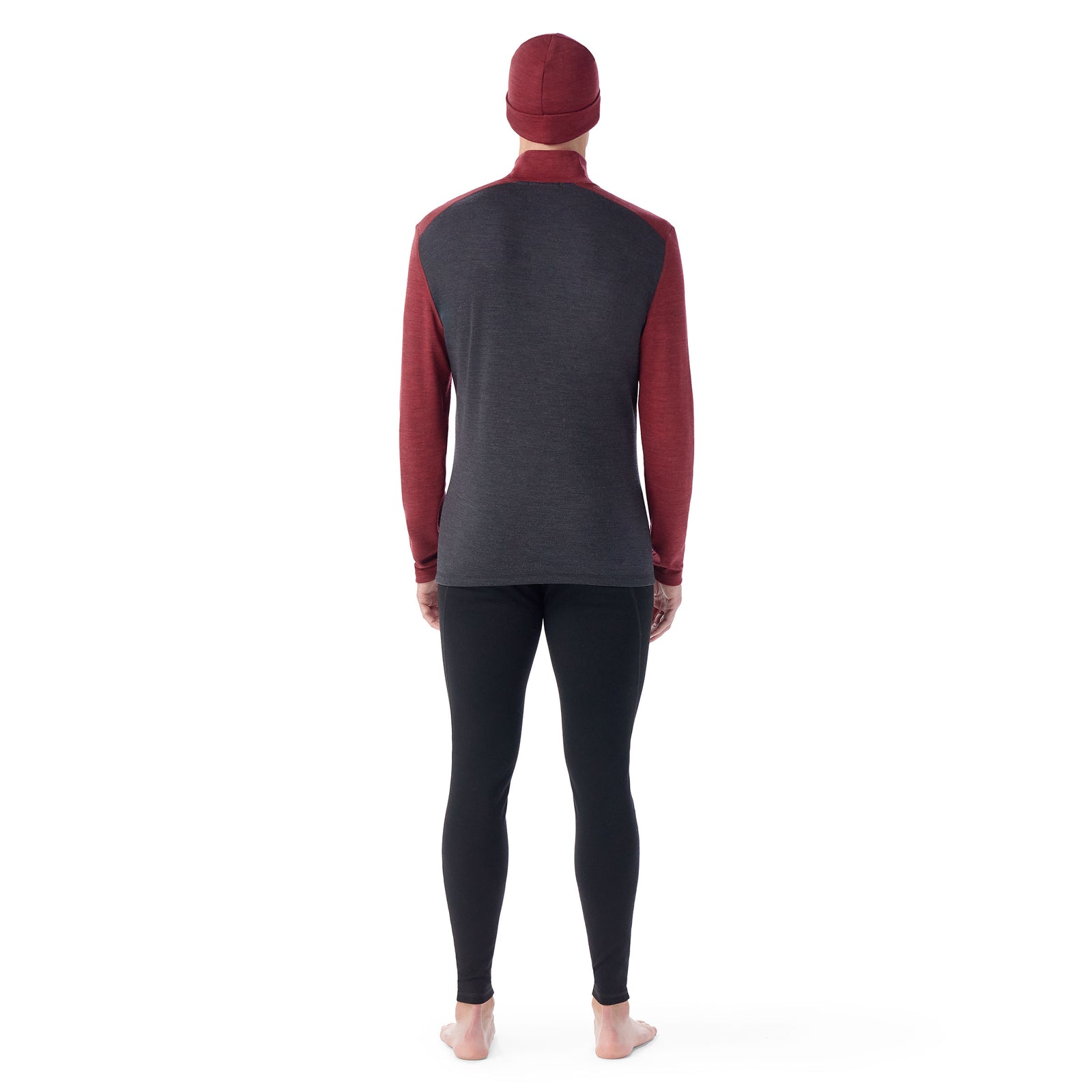Men's Classic Thermal Merino Base Layer 1/4 Zip Deep Navy-Currant Heather - ver - 2