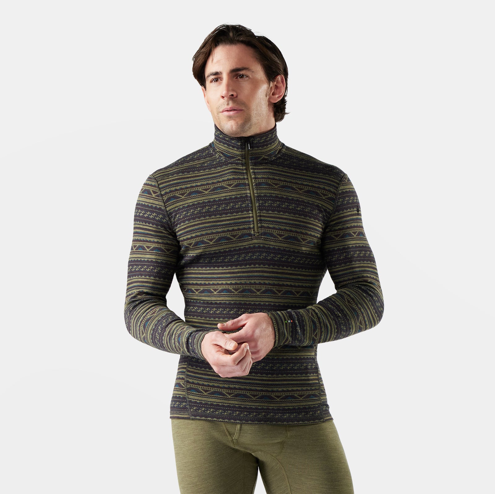 Men's Classic Thermal Merino Base Layer 1/4 Zip Winter Moss Summit Soul - ver - 1