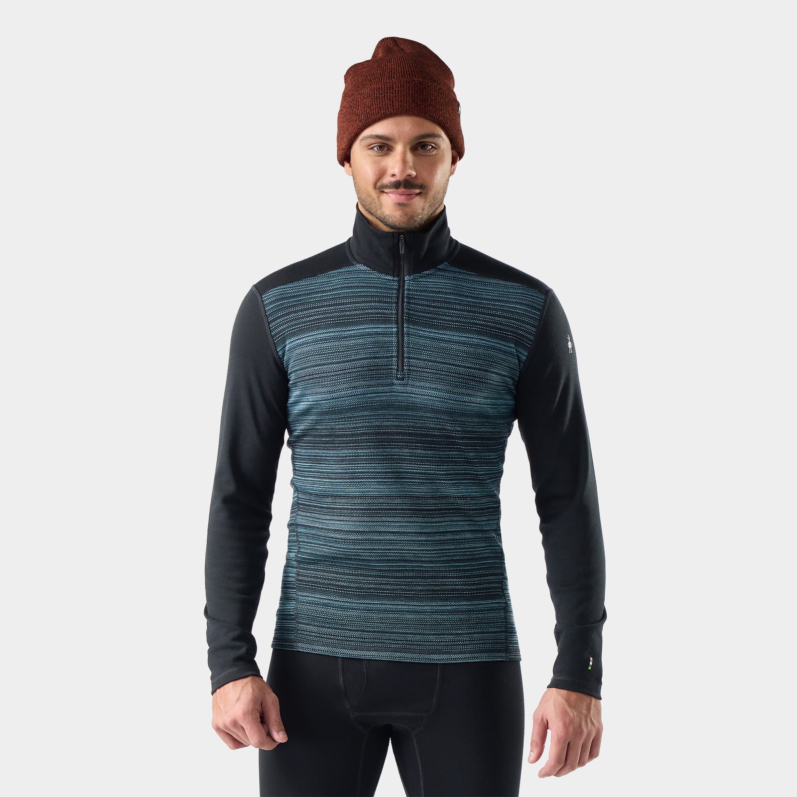 Men's Classic Thermal Merino Base Layer 1/4 Zip Winter Moss Summit Soul - ver - 1