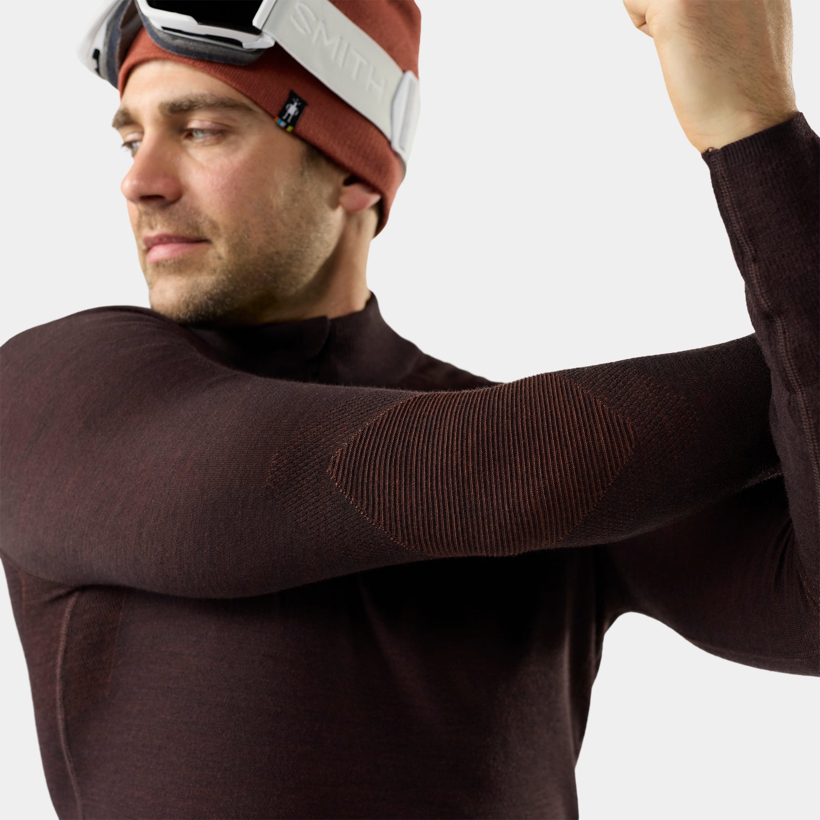 Men's Intraknit™ Thermal Merino Base Layer 1/4 Zip Dark Mink-Burnt Sienna - ver - 3
