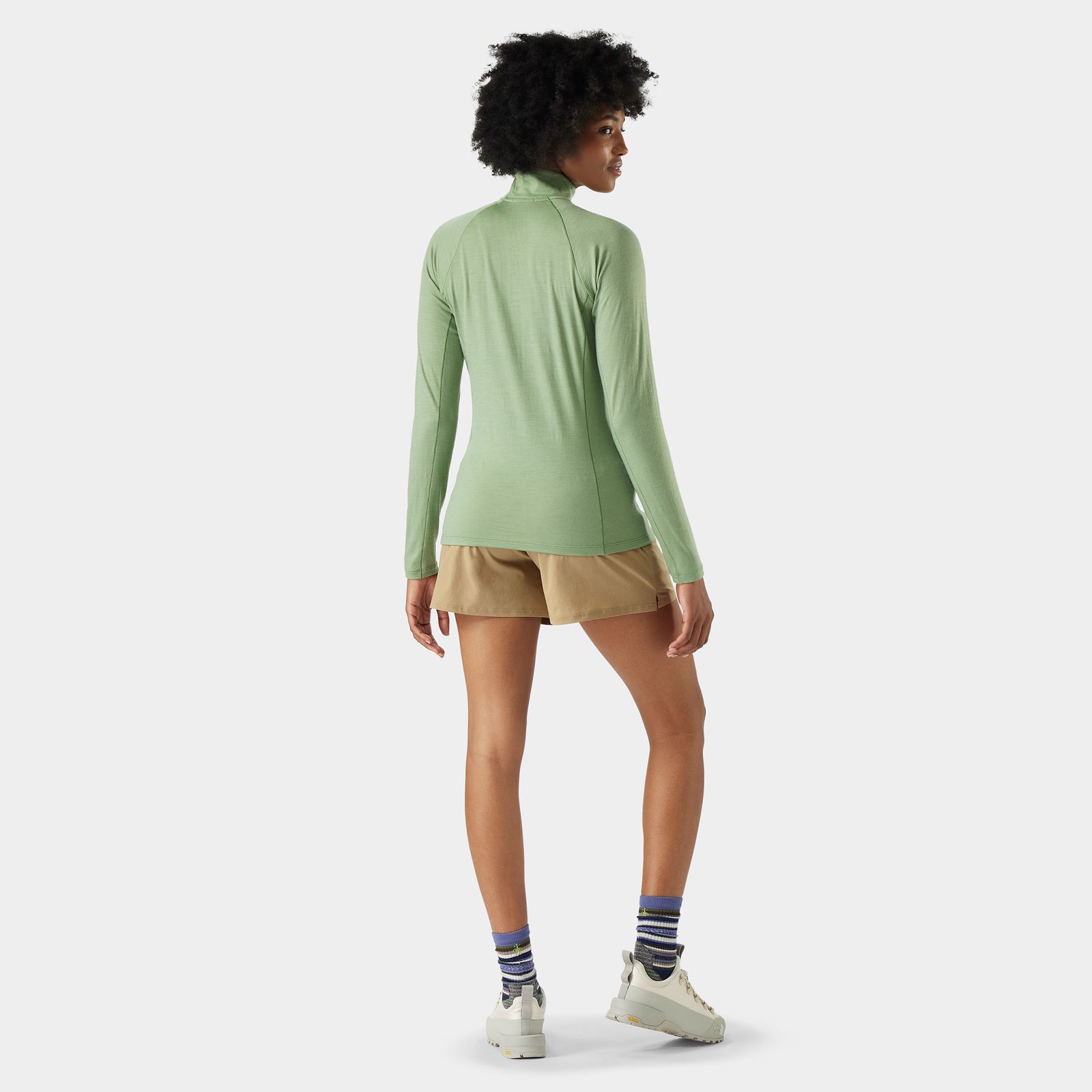Women's Classic All-Season Merino Base Layer 1/4 Zip Green Tea - ver - 2