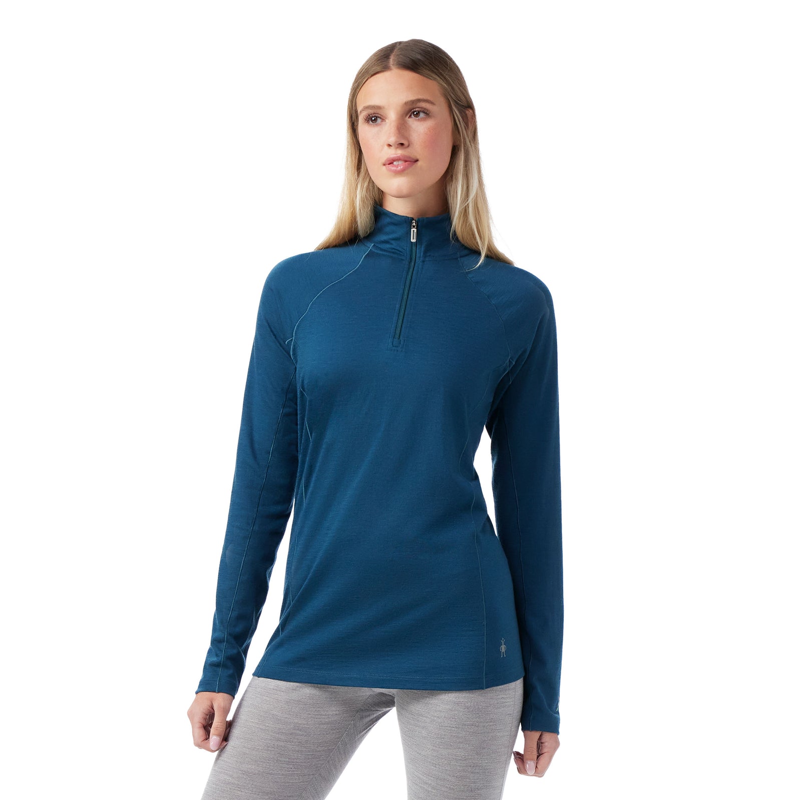 Women's Classic All-Season Merino Base Layer 1/4 Zip Green Tea - ver - 1