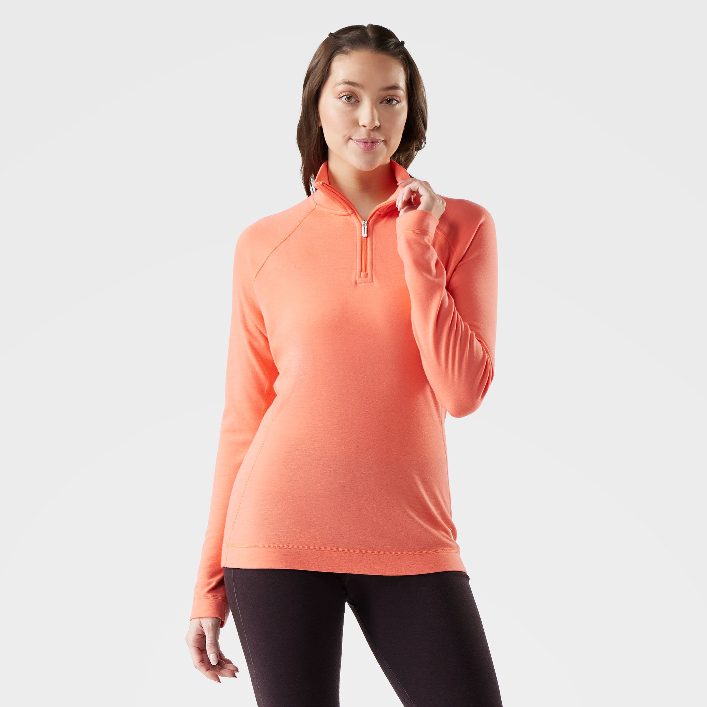 Women's Classic Thermal Merino Base Layer 1/4 Zip - Coral Reef