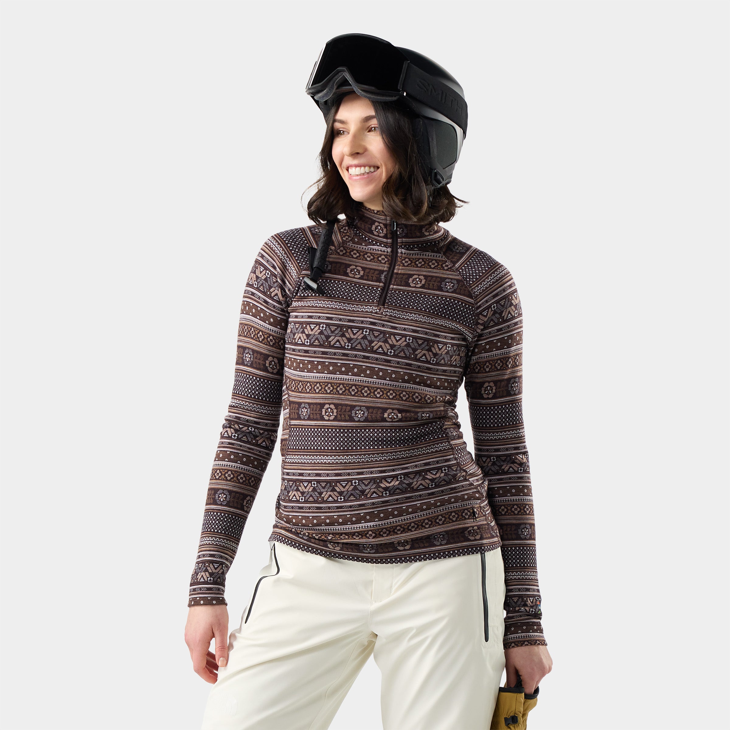 専用  Thermal Base Layer XS マープ Women's Classic Thermal Merino Base Layer 1/4 Zip Mocha Fair Isle Fun