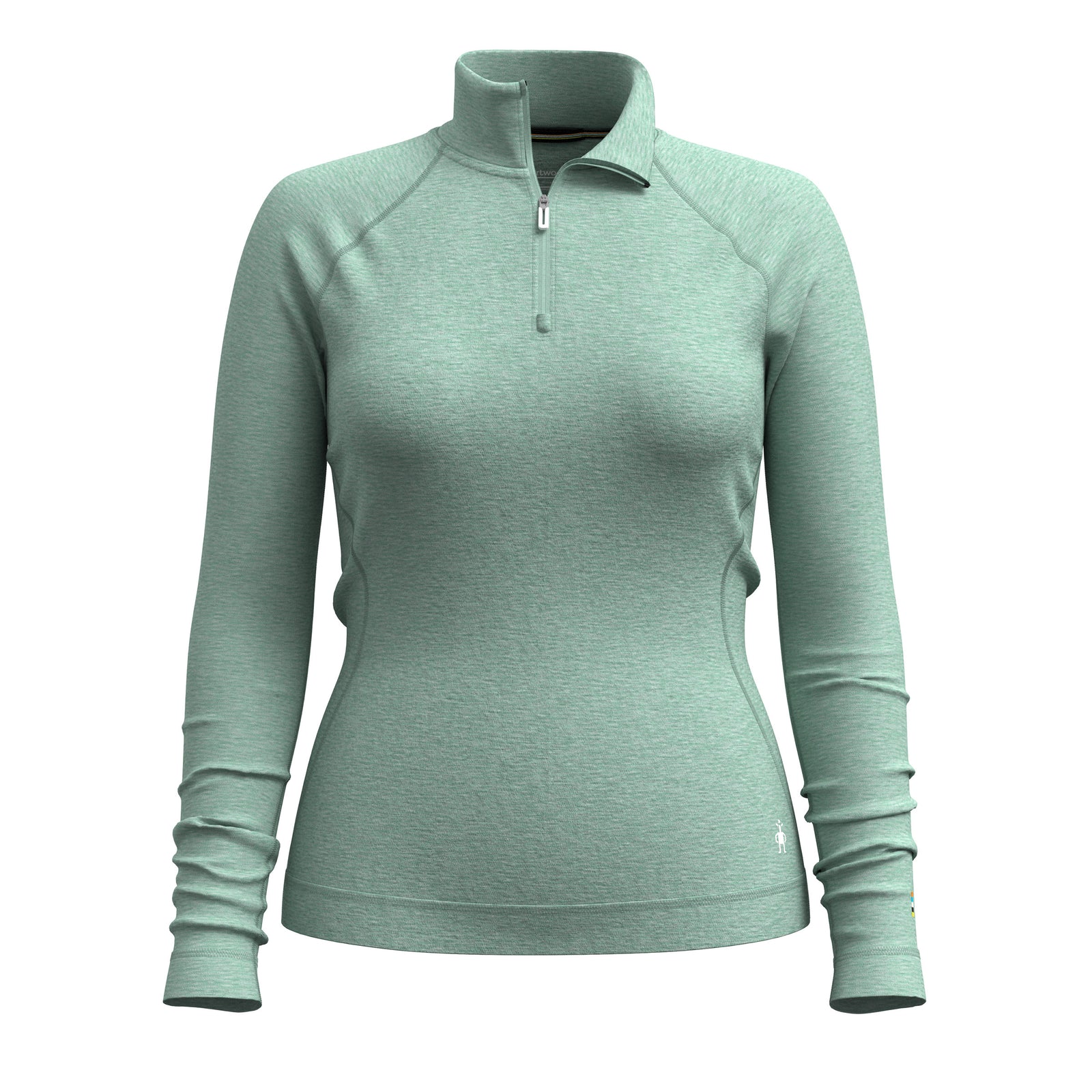 Women's Classic Thermal Merino Base Layer 1/4 Zip Arctic Green Heather - ver - 3