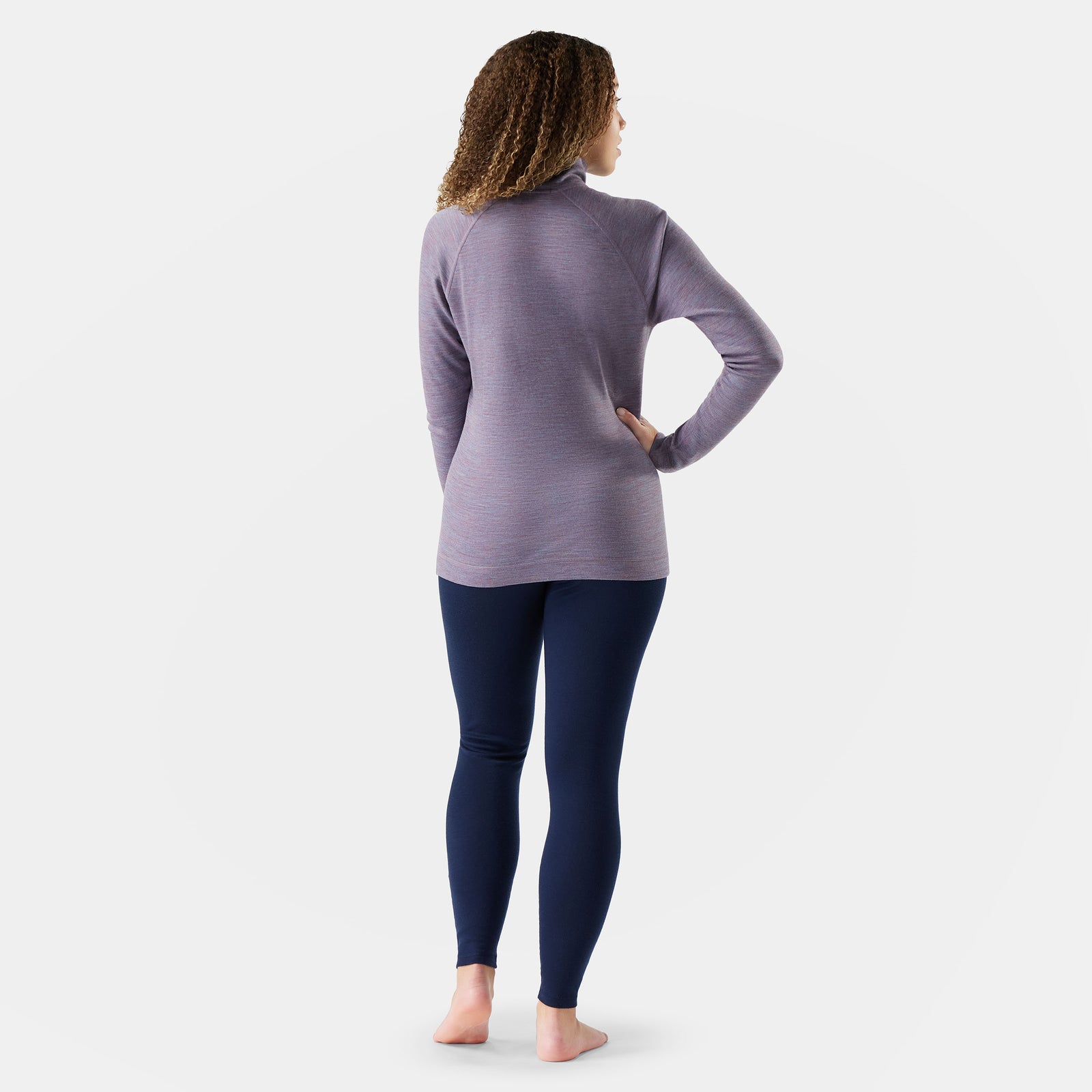 Women's Classic Thermal Merino Base Layer 1/4 Zip Chalk Violet Heather - ver - 2