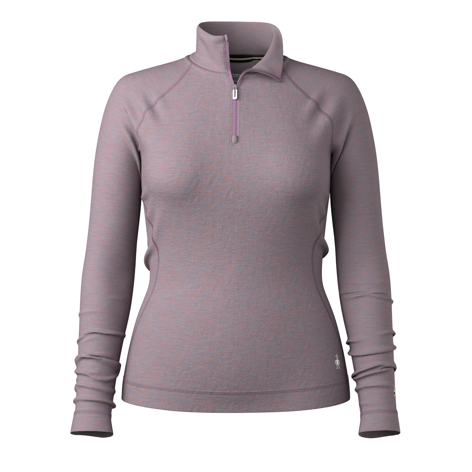 Women's Classic Thermal Merino Base Layer 1/4 Zip Chalk Violet Heather - ver - 3