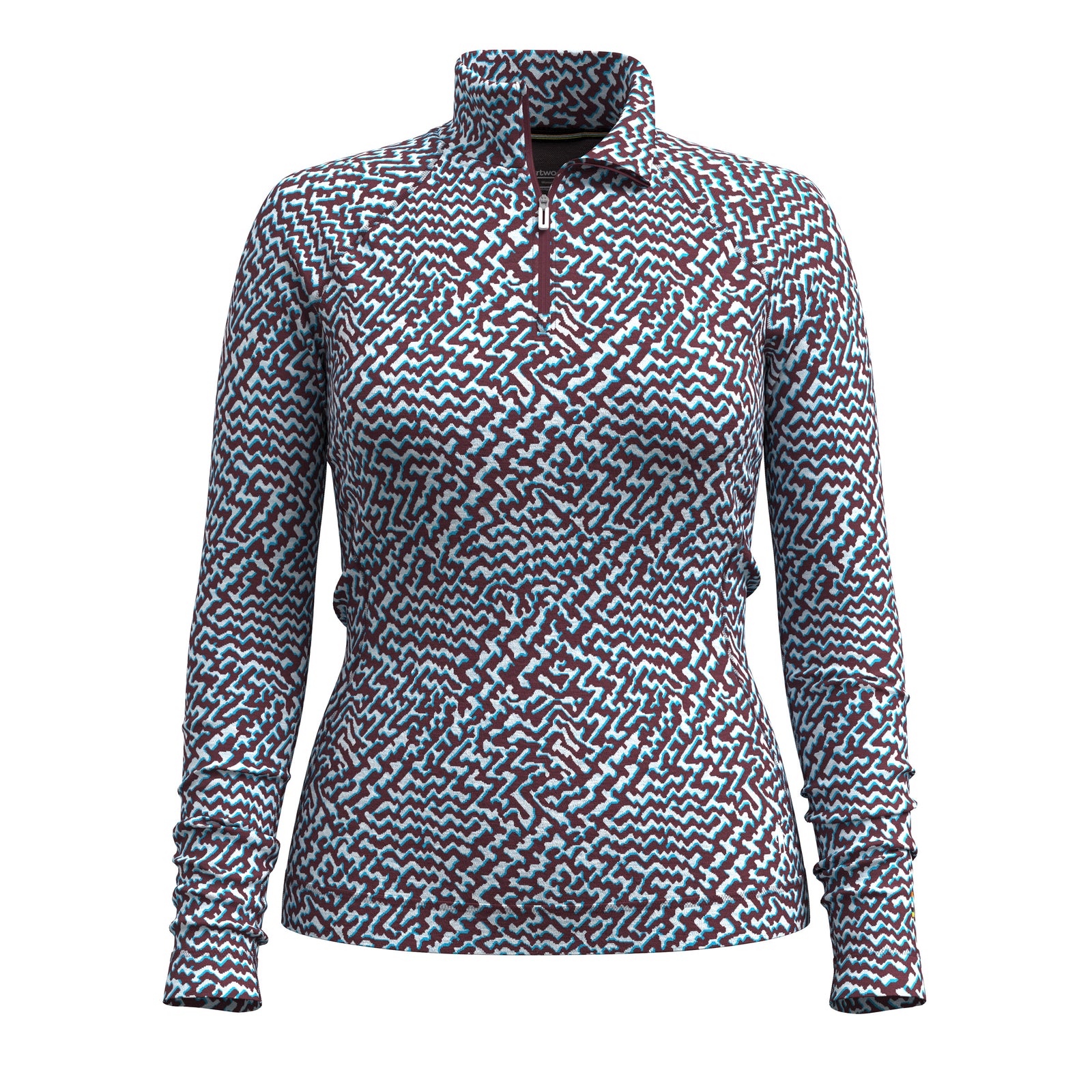 Women's Classic Thermal Merino Base Layer 1/4 Zip Arctic Green Heather - ver - 3