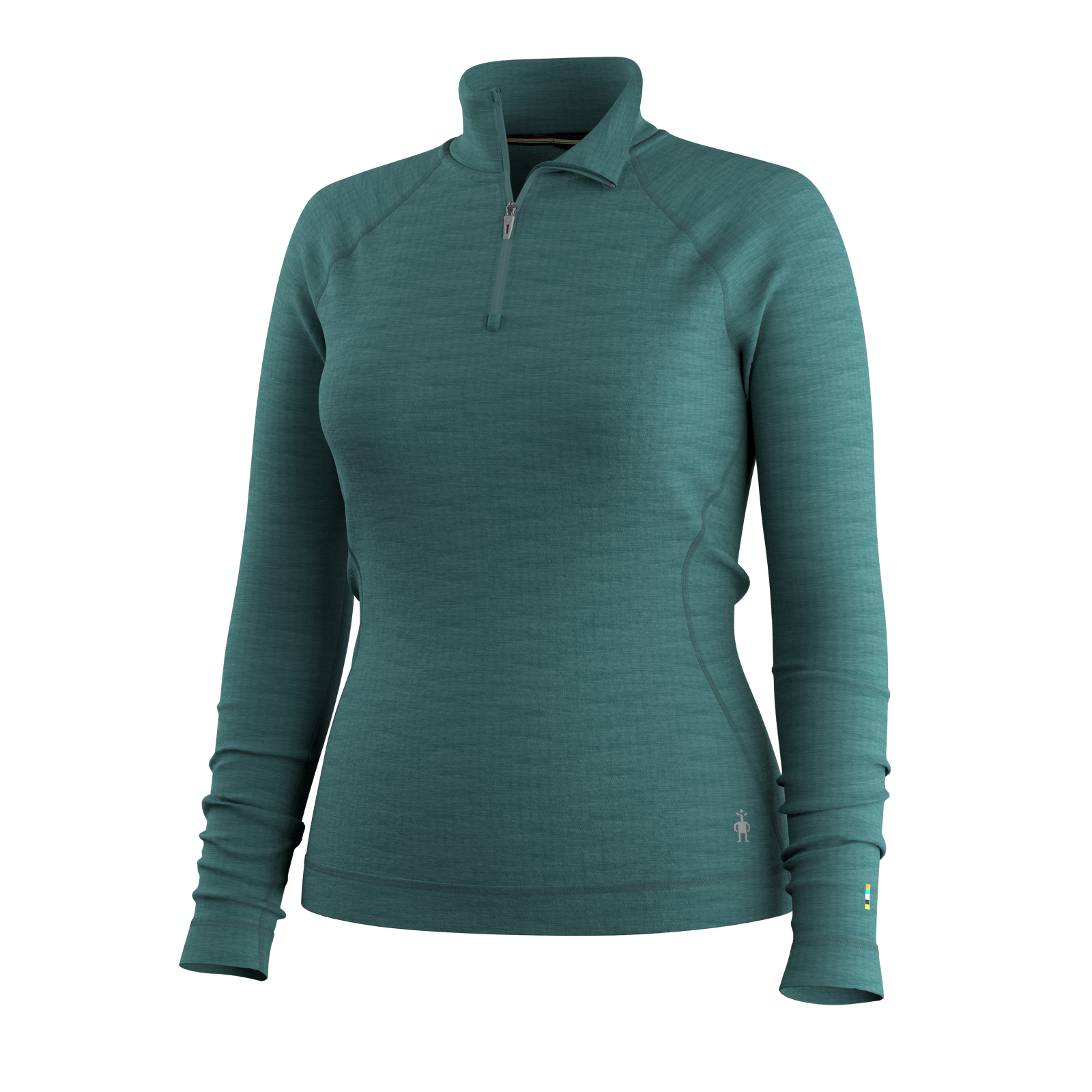 Women's Classic Thermal Merino Base Layer 1/4 Zip Boxed Arctic Green Heather - ver - 7