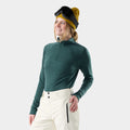 Women's Classic Thermal Merino Base Layer 1/4 Zip Boxed Arctic Green Heather - ver - 5