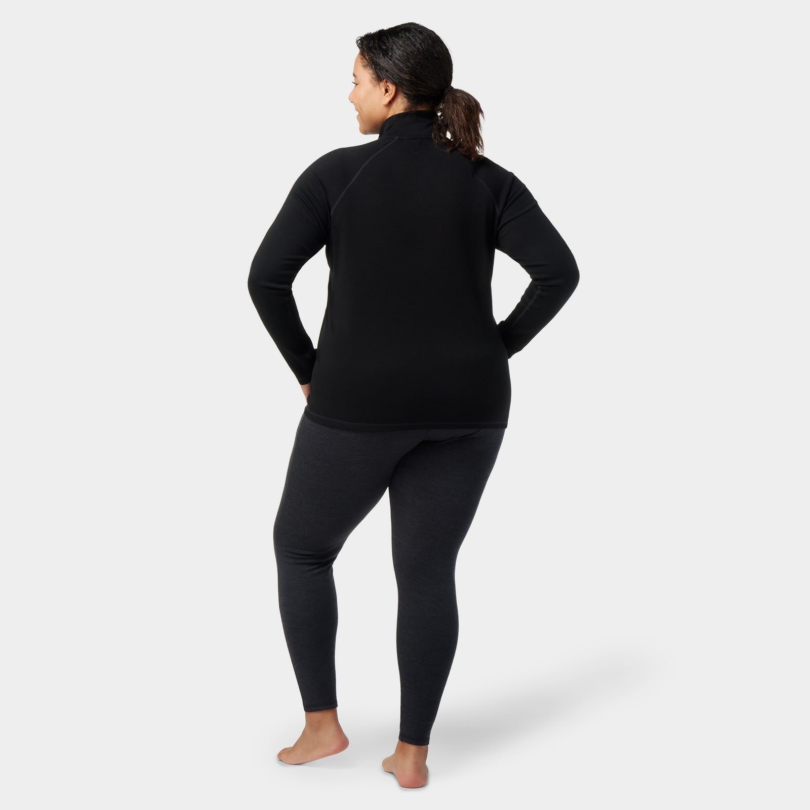 Women's Classic Thermal Merino Base Layer 1/4 Zip Plus Arctic Green Heather - ver - 5