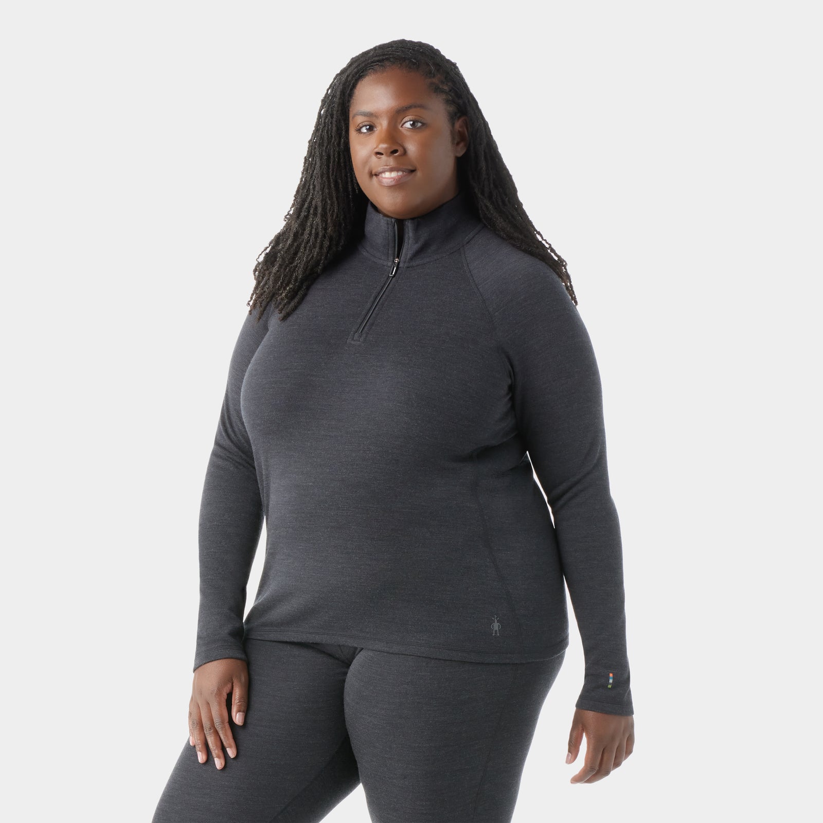 Women's Classic Thermal Merino Base Layer 1/4 Zip Plus Arctic Green Heather - ver - 1