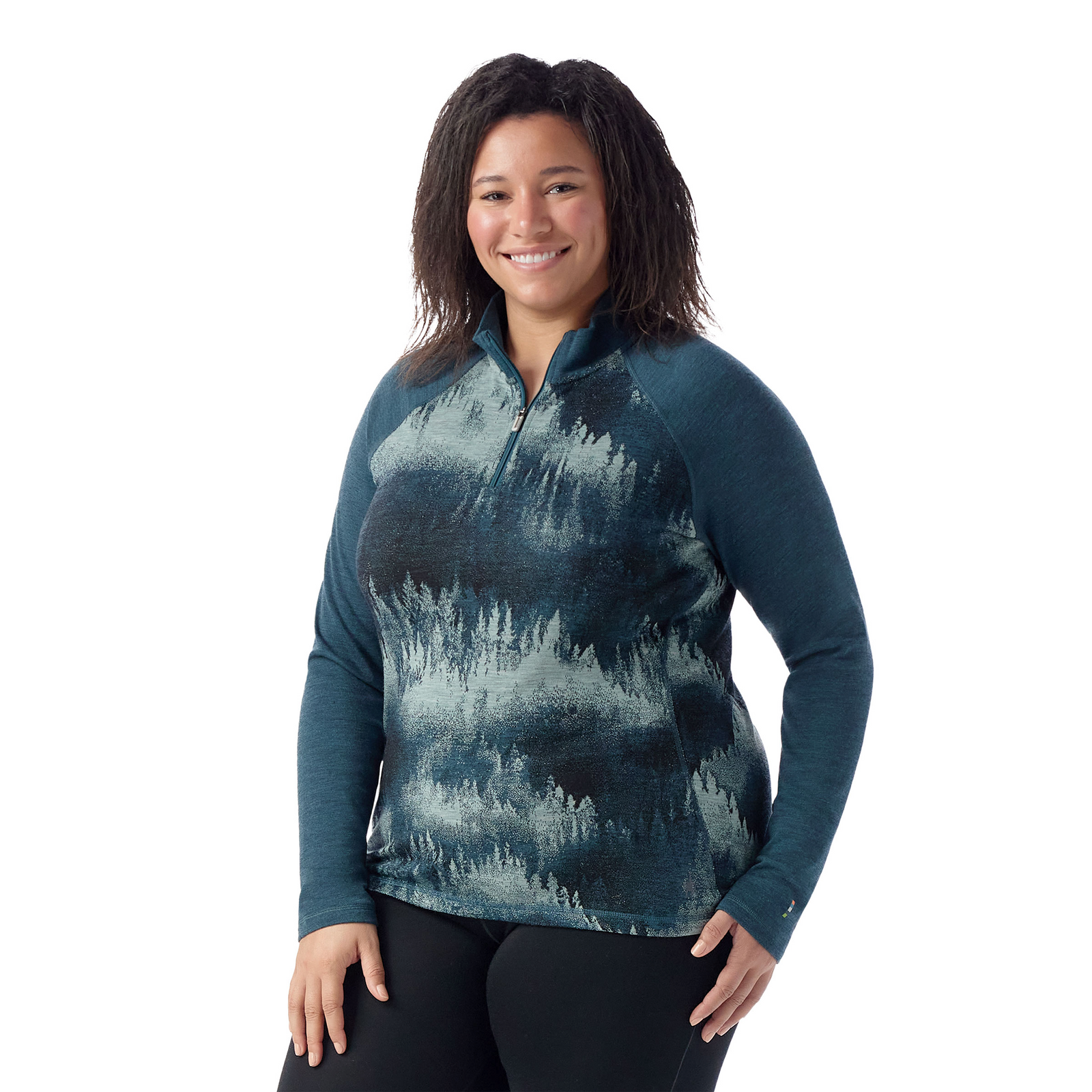 Women's Classic Thermal Merino Base Layer 1/4 Zip Plus Arctic Green Heather - ver - 6