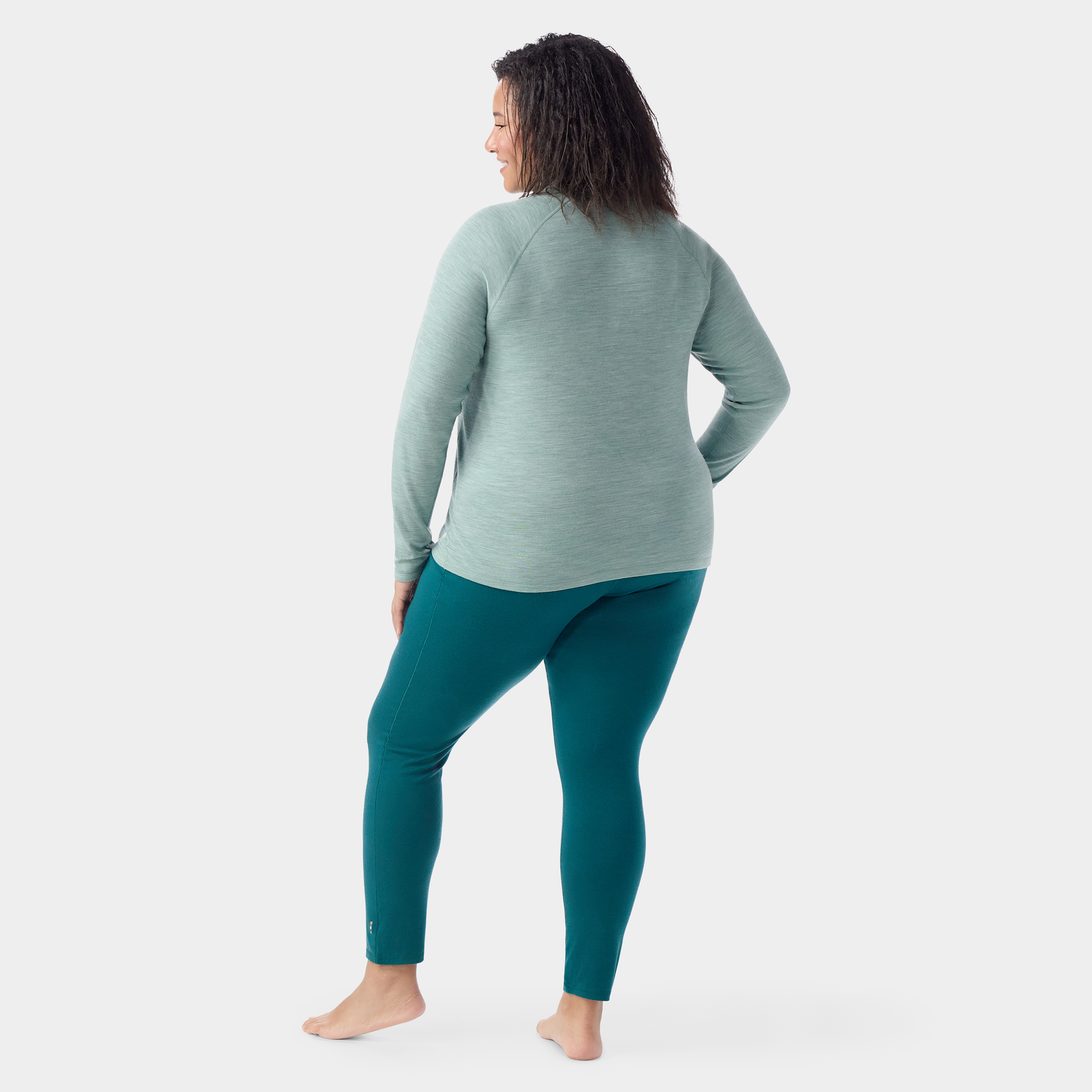 Women's Classic Thermal Merino Base Layer 1/4 Zip Plus Arctic Green Heather - ver - 2